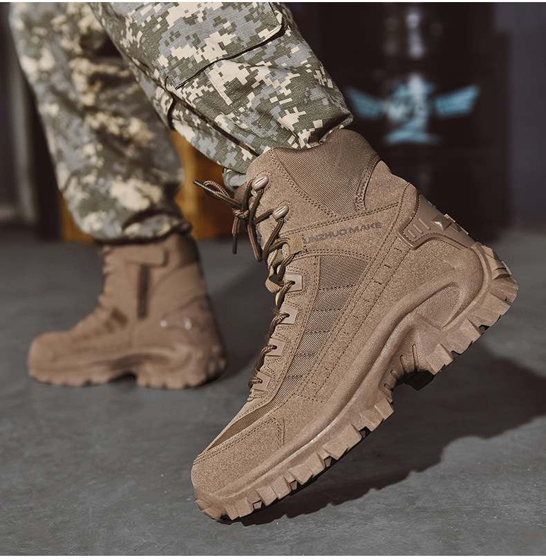 Bottes militaires confortables homme, parfaites pour longues marches et usage extérieur prolongé.