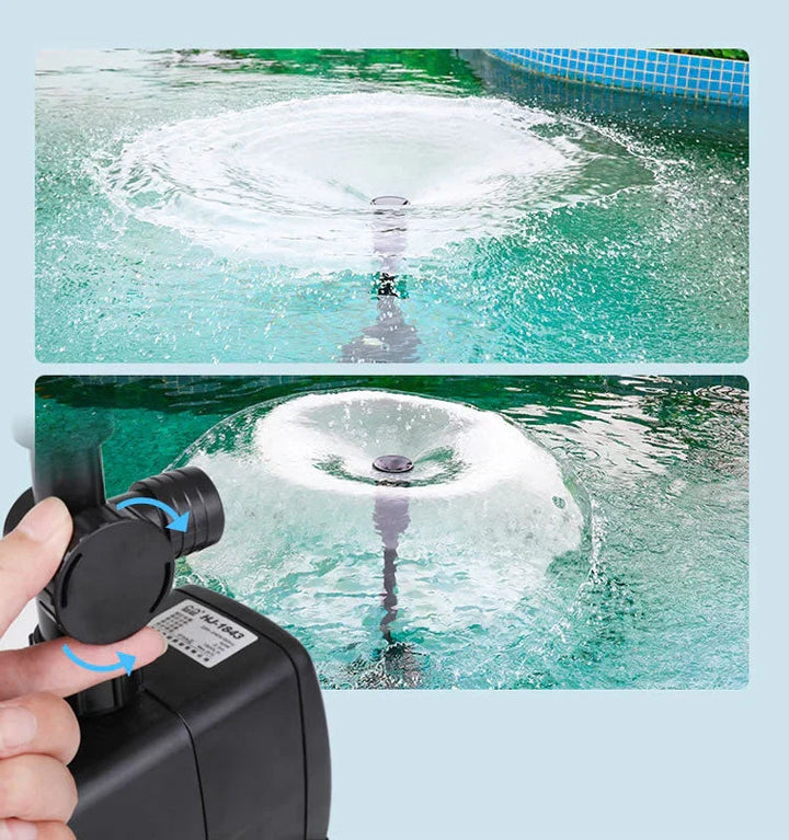 Pompe de fontaine AquaFlex Pro pour extérieur avec éclairage LED intégré, ajoutant une ambiance lumineuse.