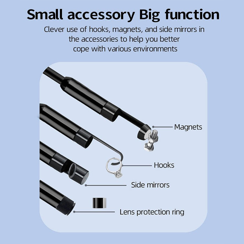 Endoscope portable HD et étanche, parfait pour l'inspection des tuyaux et moteurs.