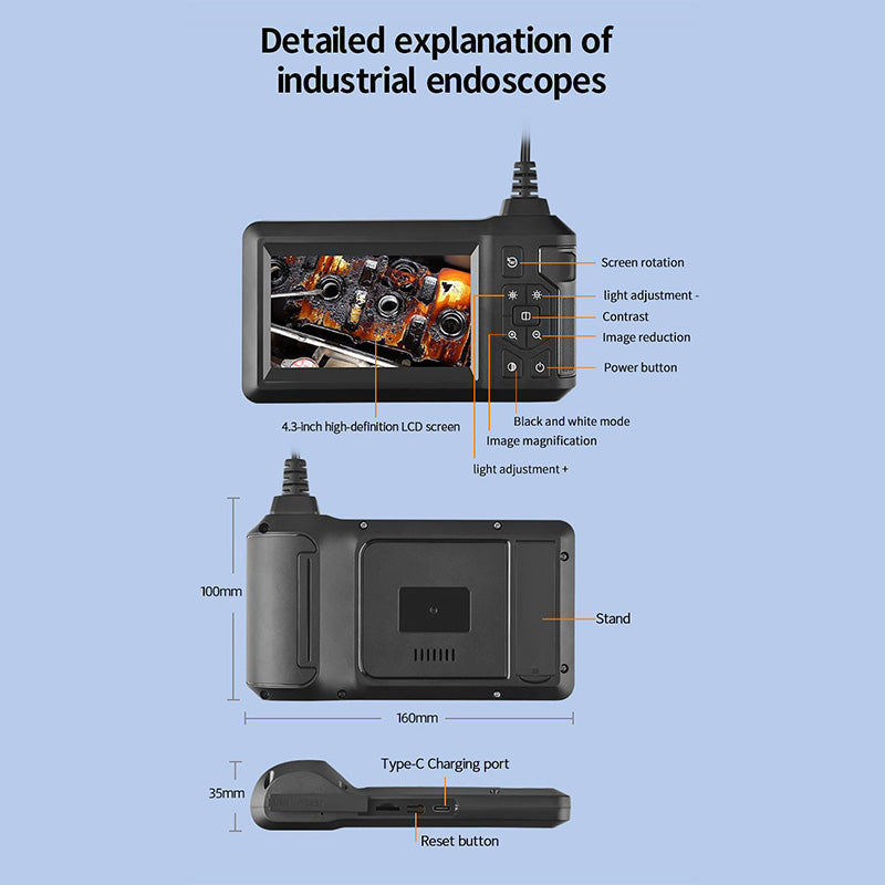Appareil d'inspection vidéo HD portable avec écran, facilitant les contrôles visuels.