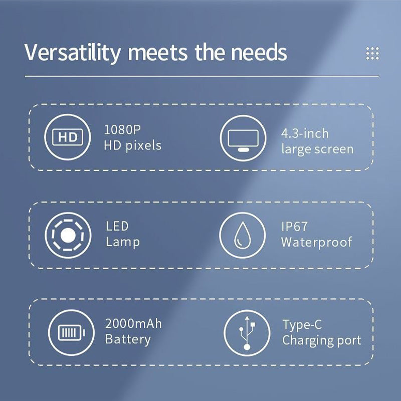 Endoscope HD avec écran pour diagnostics de haute qualité en plomberie et mécanique.