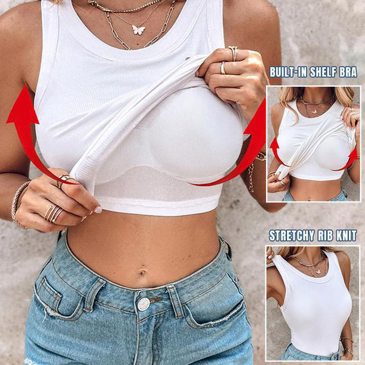 Top côtelé femme en coton/polyester, coupe sculptante, soutien intégré. Tendance mode été.