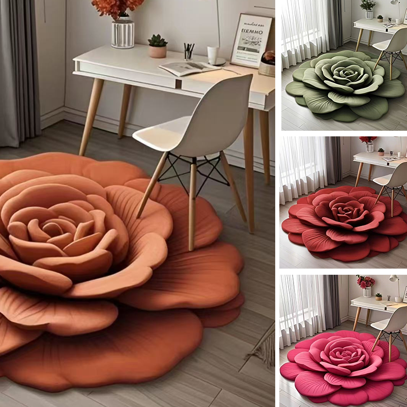 Tapis floral BloomMat absorbant et antidérapant, en velours cristal et diatomite, idéal salle de bain.