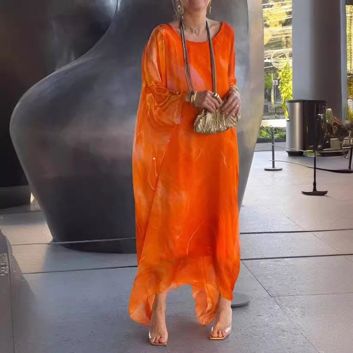 Aérienne robe longue fluide en chiffon pour femme, élégante, légère et confortable, idéale pour l'été.