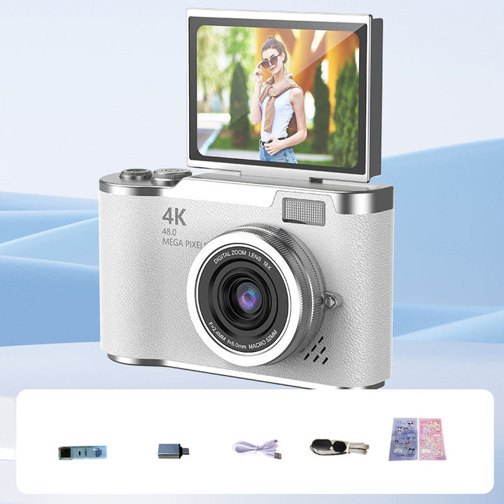 Caméra numérique 4K HD avec écran pivotant pour vlogging et selfies de qualité.