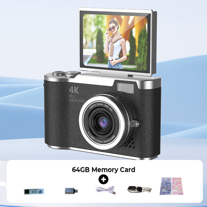 Caméra numérique HD avec écran rotatif, pour des selfies et vlogs sans effort.