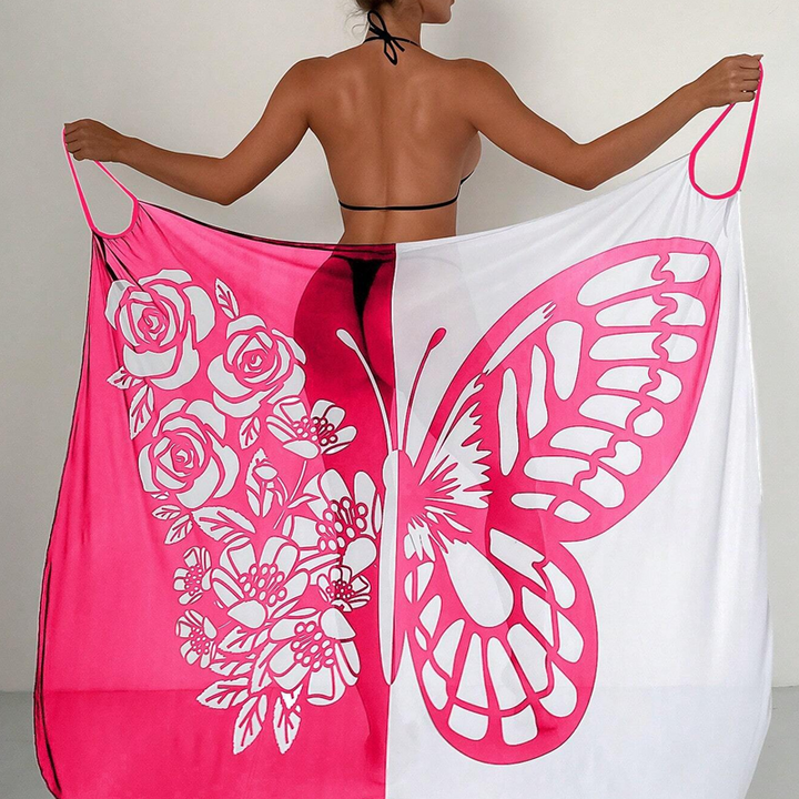 Robe-serviette élégante pour femme, design ButterflyWrap. Confortable et pratique pour piscine, plage, voyage.
