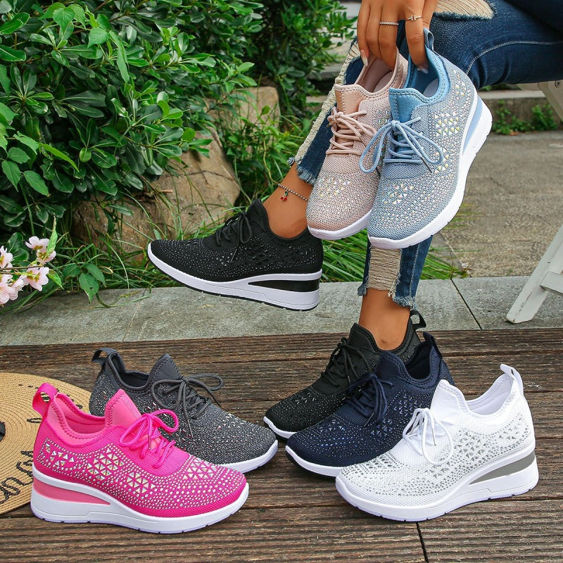 Baskets femme confort et style, orthopédiques avec strass brillants pour le bien-être de vos pieds.