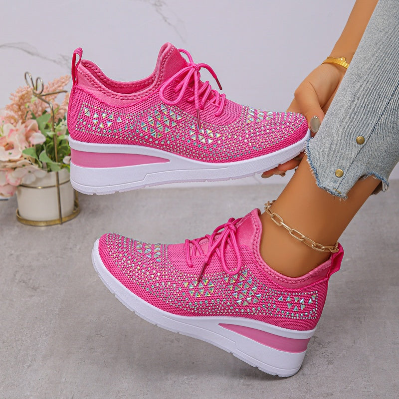 Baskets femme orthopédiques complètes: légères, confortables, avec strass et excellent soutien plantaire.