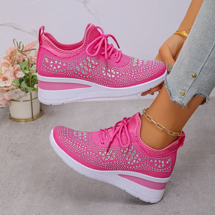 Baskets femme orthopédiques complètes: légères, confortables, avec strass et excellent soutien plantaire.