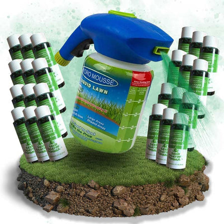Réparateur de pelouse liquide, application facile pour un gazon dense et vert. Entretien jardin simple.
