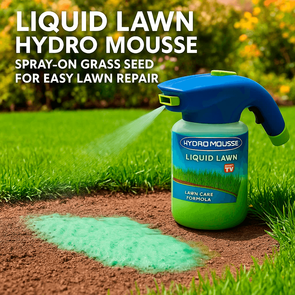 Pelouse verte et dense après application du réparateur liquide. Facile à utiliser pour un beau gazon.