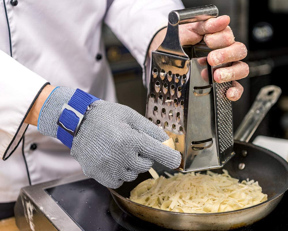Gants de protection en mailles d'acier inoxydable anti-coupure pour boucherie, bois, métal. Sécurité optimale.