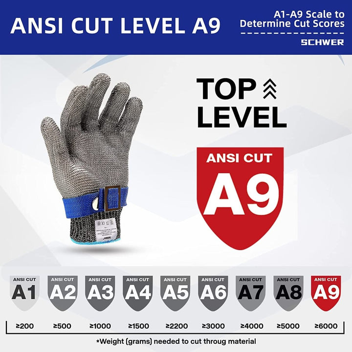 Gants anti-coupure robustes en mailles d'acier inoxydable. Durabilité pour tâches dangereuses et exigeantes.