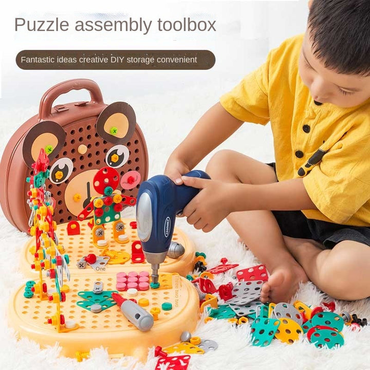 Jouet éducatif STEM pour enfants, kit de construction avec perceuse, parfait pour la créativité.