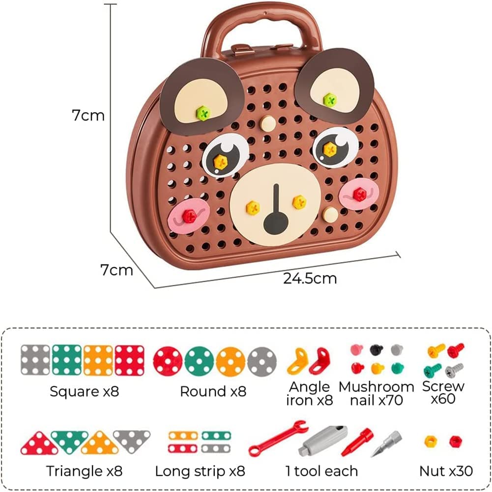 Kit STEM complet pour enfant: jeu de construction avec perceuse et vis, améliore la motricité.