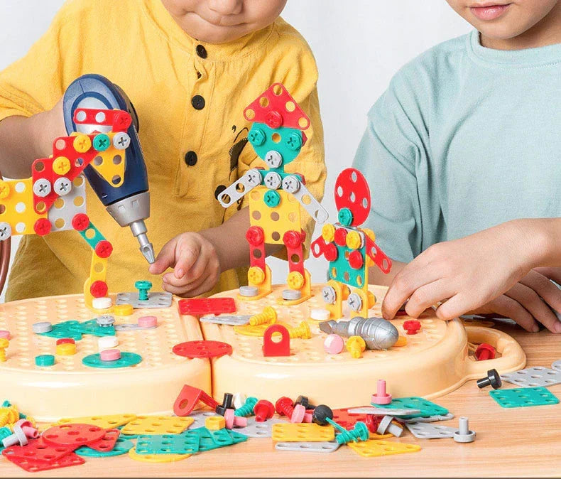 Cadeau enfant: kit de construction STEM éducatif, avec perceuse pour développer la créativité.