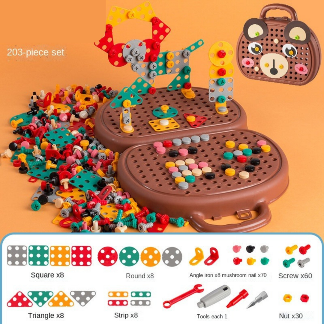 Kit STEM créatif pour enfants, jeu éducatif avec perceuse pour construire et développer les compétences.