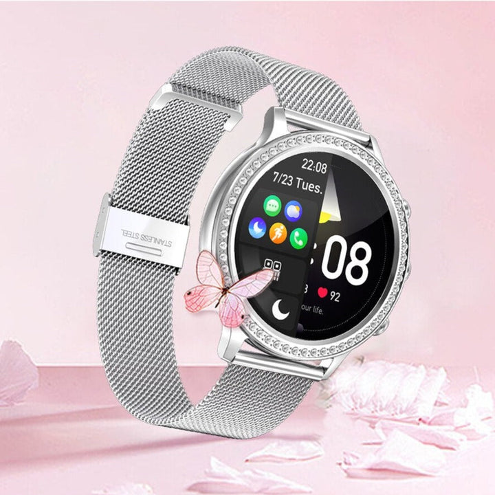 Design moderne de la Smartwatch SmartPulse, cadran personnalisable et interface intuitive, look sophistiqué.