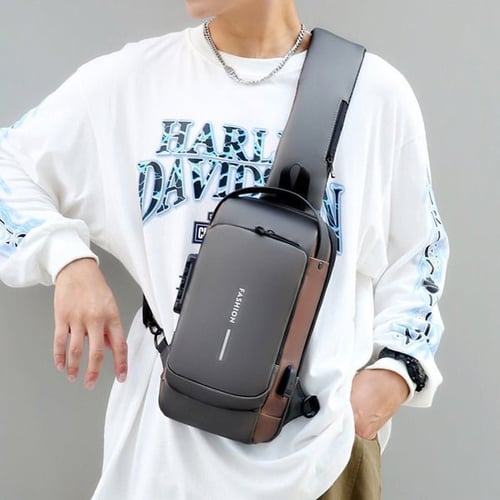 Sac bandoulière élégant pour homme, style moderne, urbain, anti-vol.