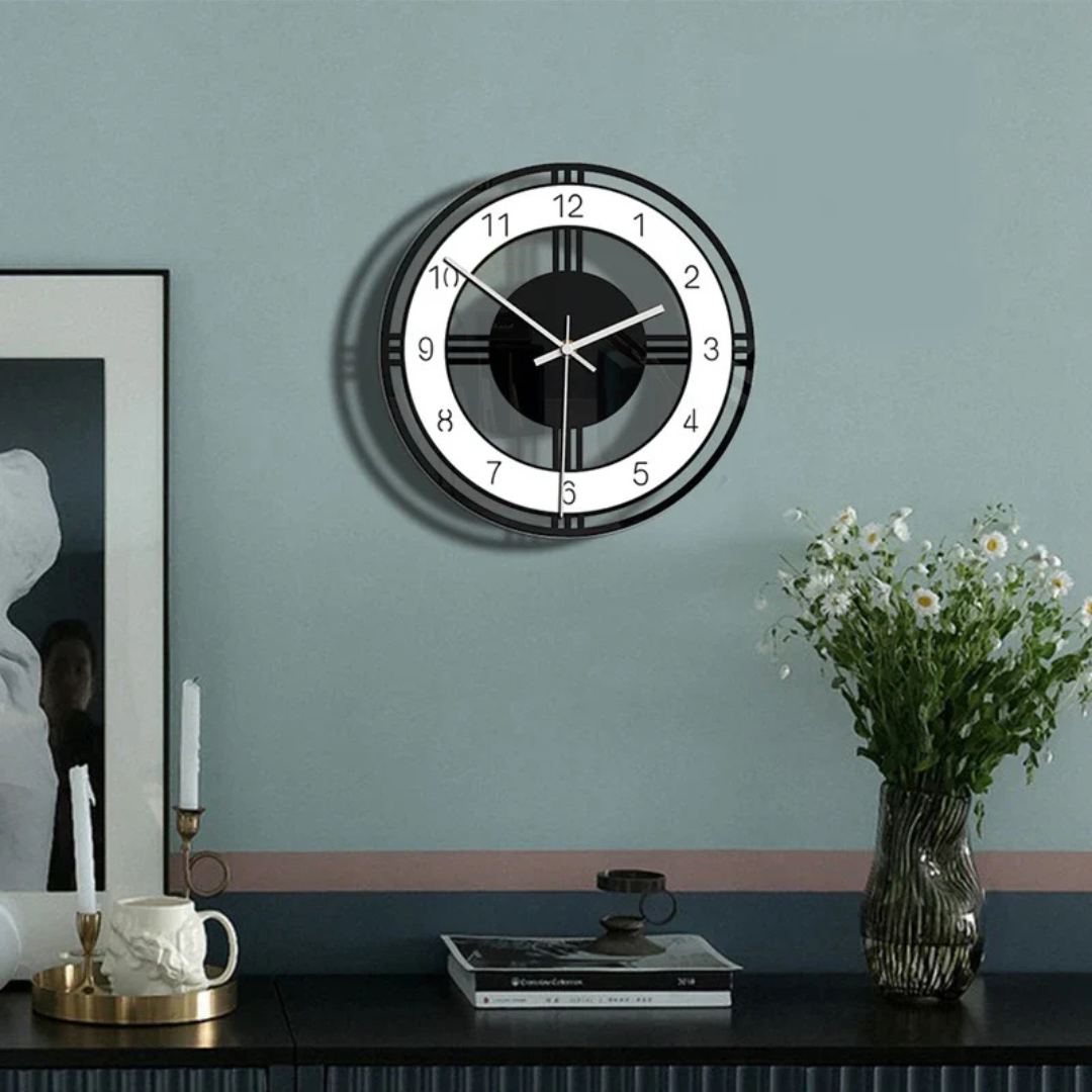 Grande horloge murale moderne et silencieuse, idéale pour une décoration murale contemporaine.