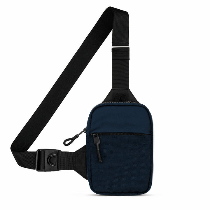 Sac poitrine homme bleu marine, léger et résistant à l'eau, pour un confort maximal lors de vos aventures.