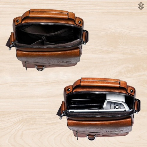 Sacoche de voyage compacte en cuir PU noir, idéale pour l'essentiel et les courts trajets.