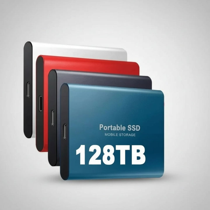 Disque SSD portable compact en aluminium pour stockage externe de données rapide et sécurisé via USB.