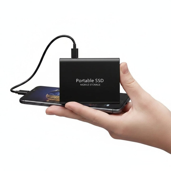 Stockage SSD externe ultra-rapide en aluminium pour sauvegarder et transférer vos données importantes via USB facilement.