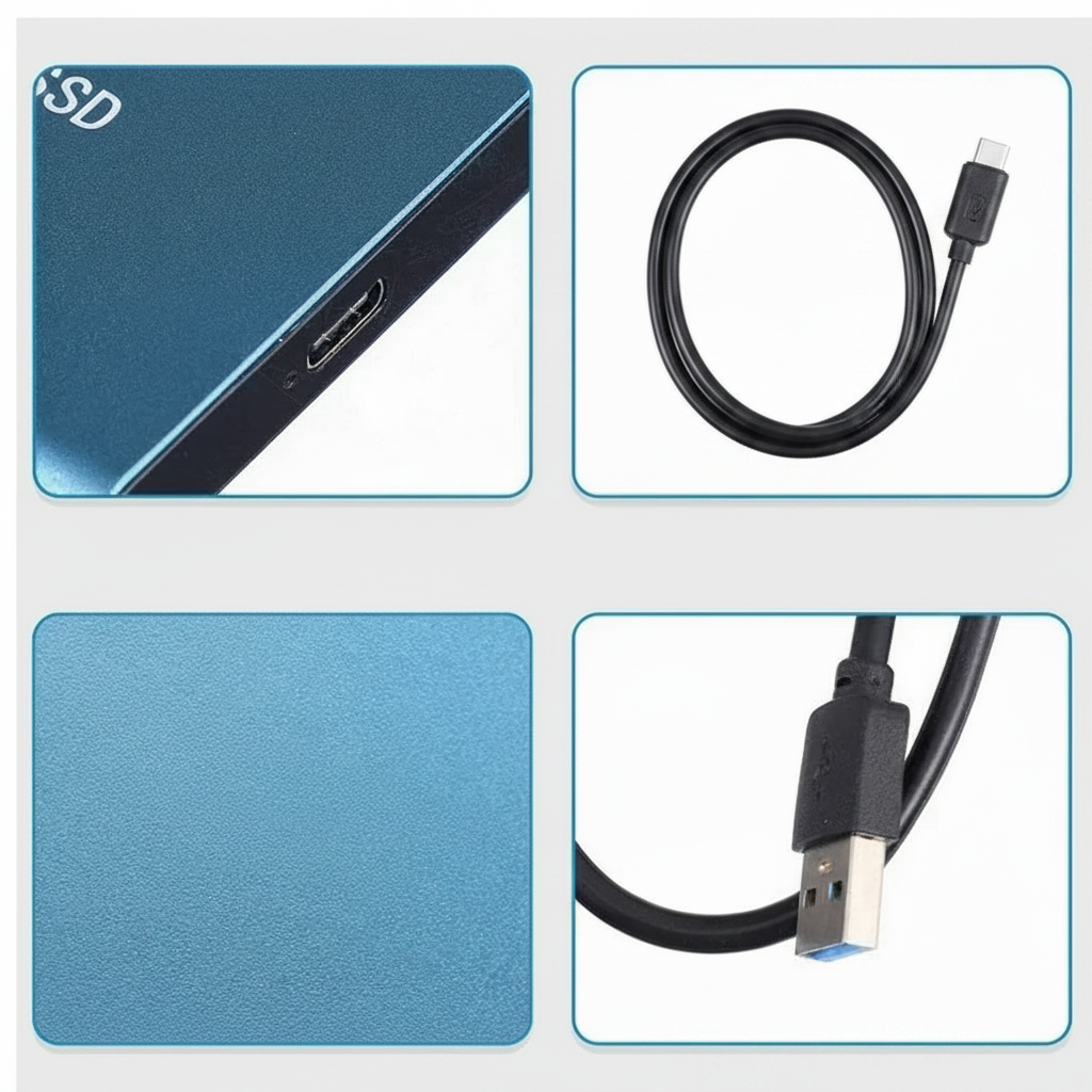 SSD externe portable robuste en aluminium, offrant un stockage USB rapide et fiable pour toutes vos données.