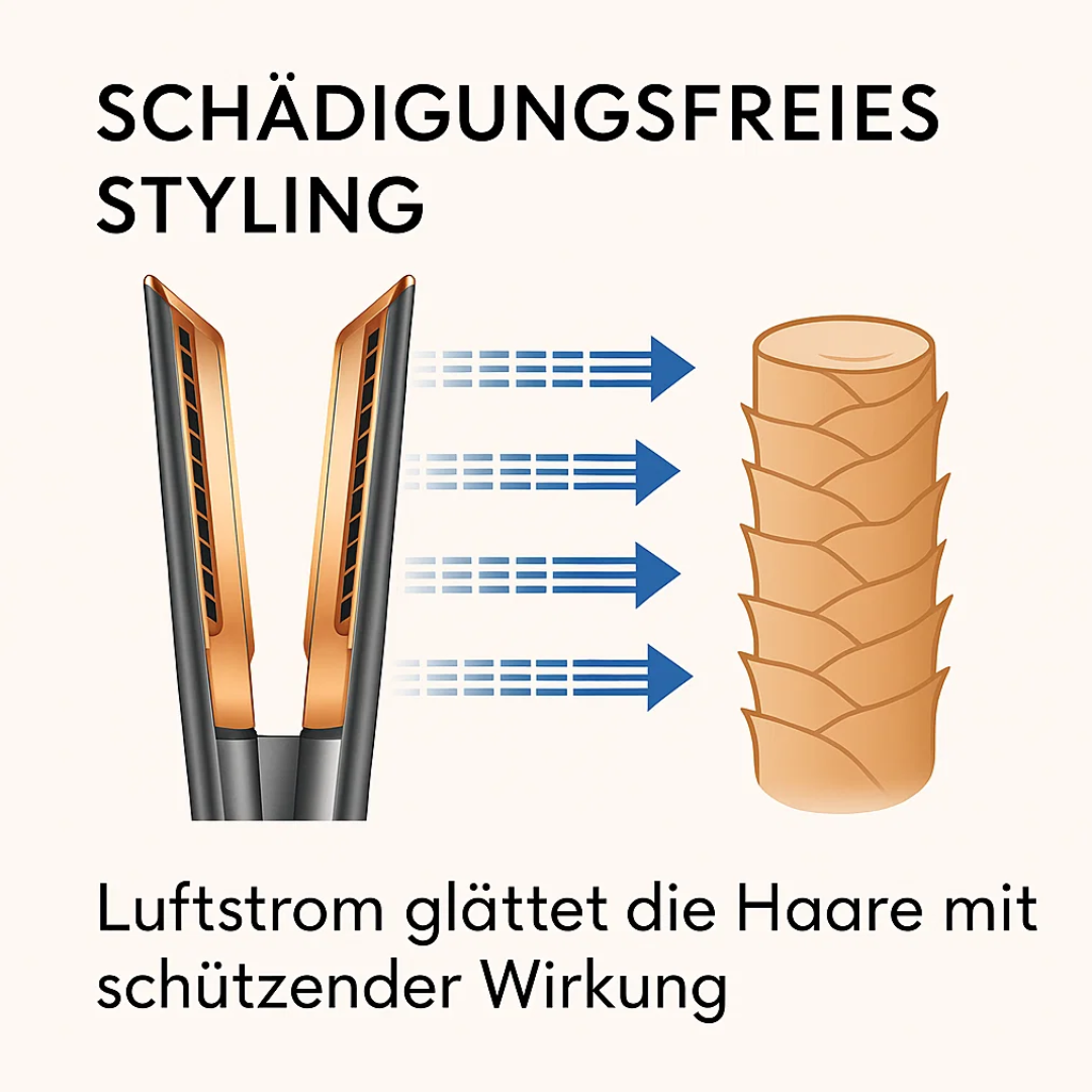 Sèche-cheveux lisseur 2-en-1 pour un brushing facile, rapide et professionnel.