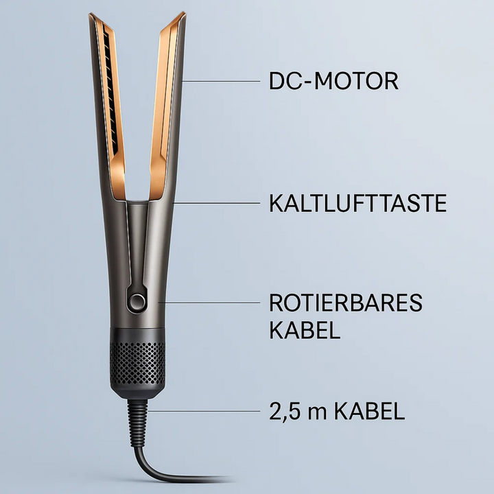 Le styler 2-en-1 idéal pour le coiffage de voyage, sèche-cheveux et lisseur compact.