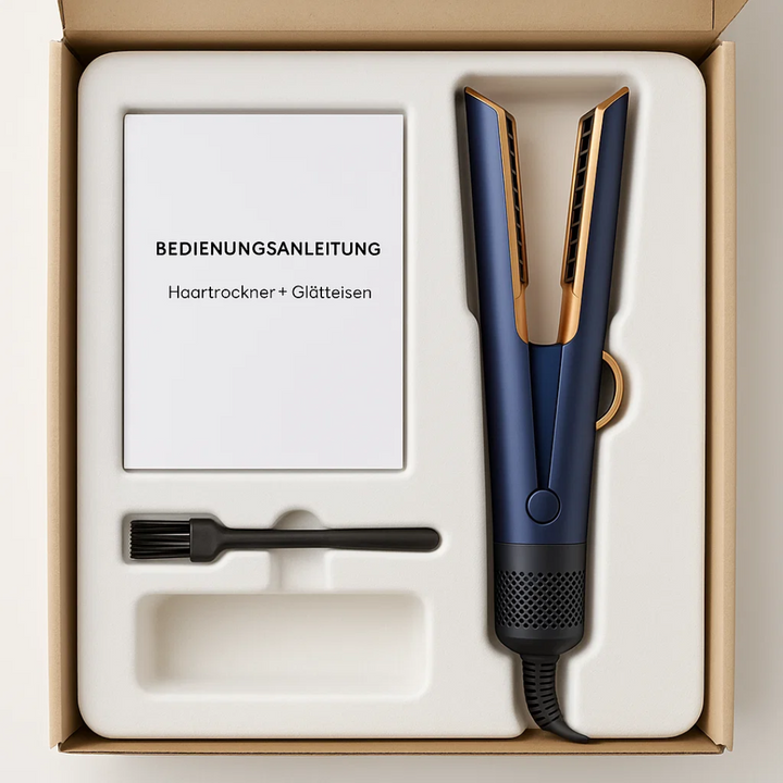 Styler 2-en-1 sèche-cheveux lisseur pour un look capillaire élégant et rapide.