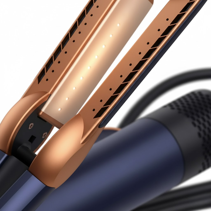 Lisseur sèche-cheveux 2-en-1, rapide et efficace pour un look professionnel garanti.