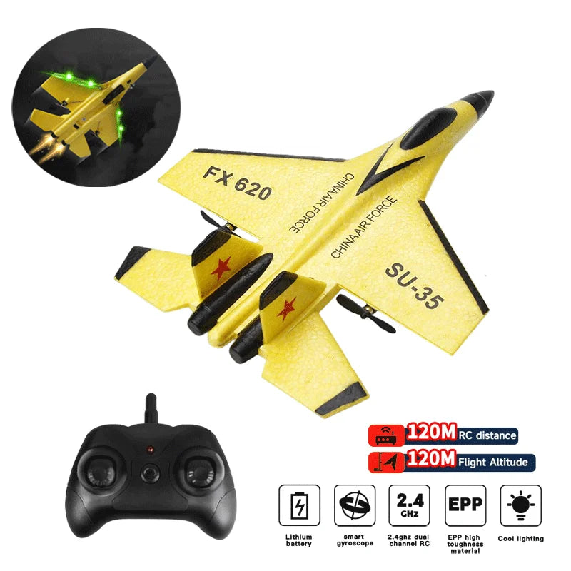 Avion RC chasseur 2.4G pour enfants et adultes, idéal pour débutants et modélisme aérien.