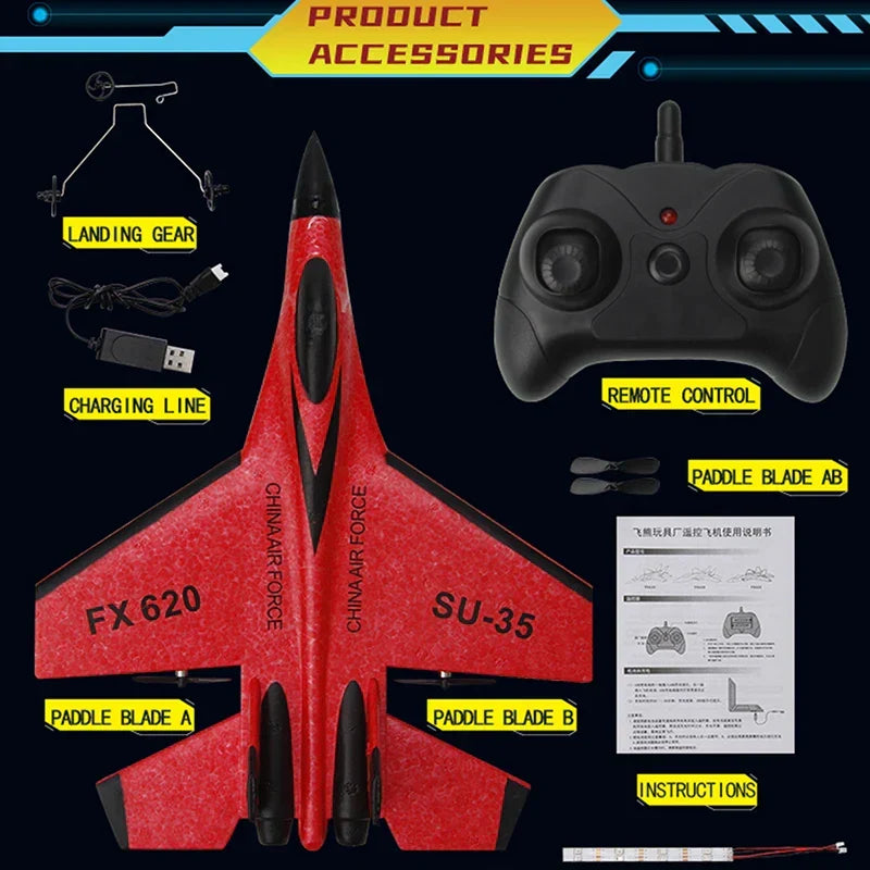 Jouet avion RC chasseur 2.4G pour enfants et adultes, idéal pour le modélisme et le loisir.