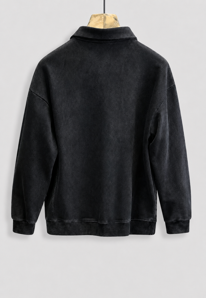 Confort quotidien: Polo homme à manches longues délavé, look vintage, casual chic, poche pratique.