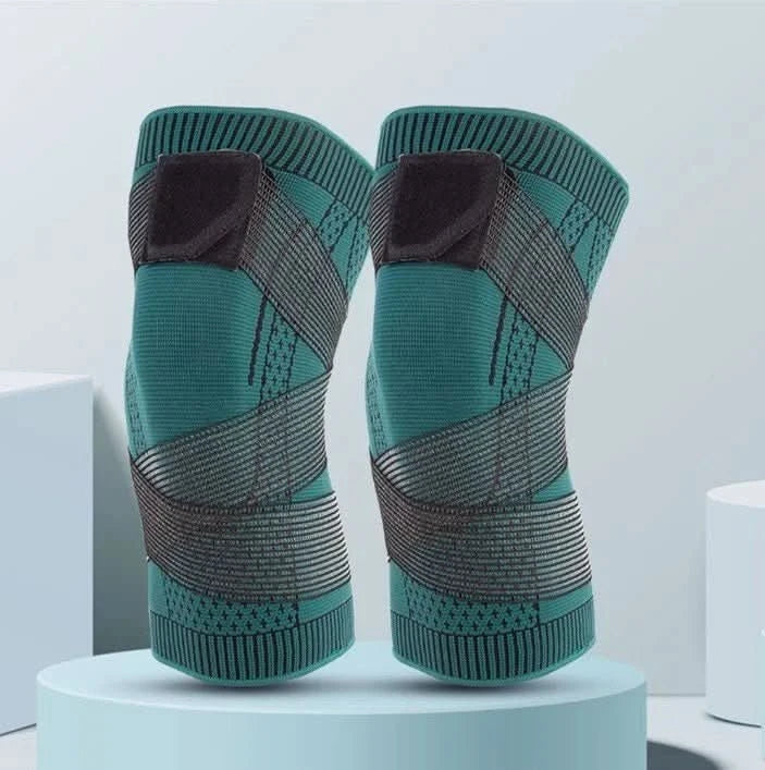 Genouillère multisport pour genou douloureux, offre protection, confort et soutien actif pour course et fitness.