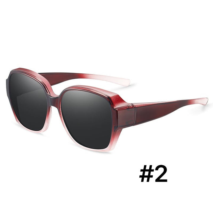 Sur-lunettes légères polarisées femme, adaptées aux lunettes de vue, UV400, anti-reflets. Confort visuel garanti.