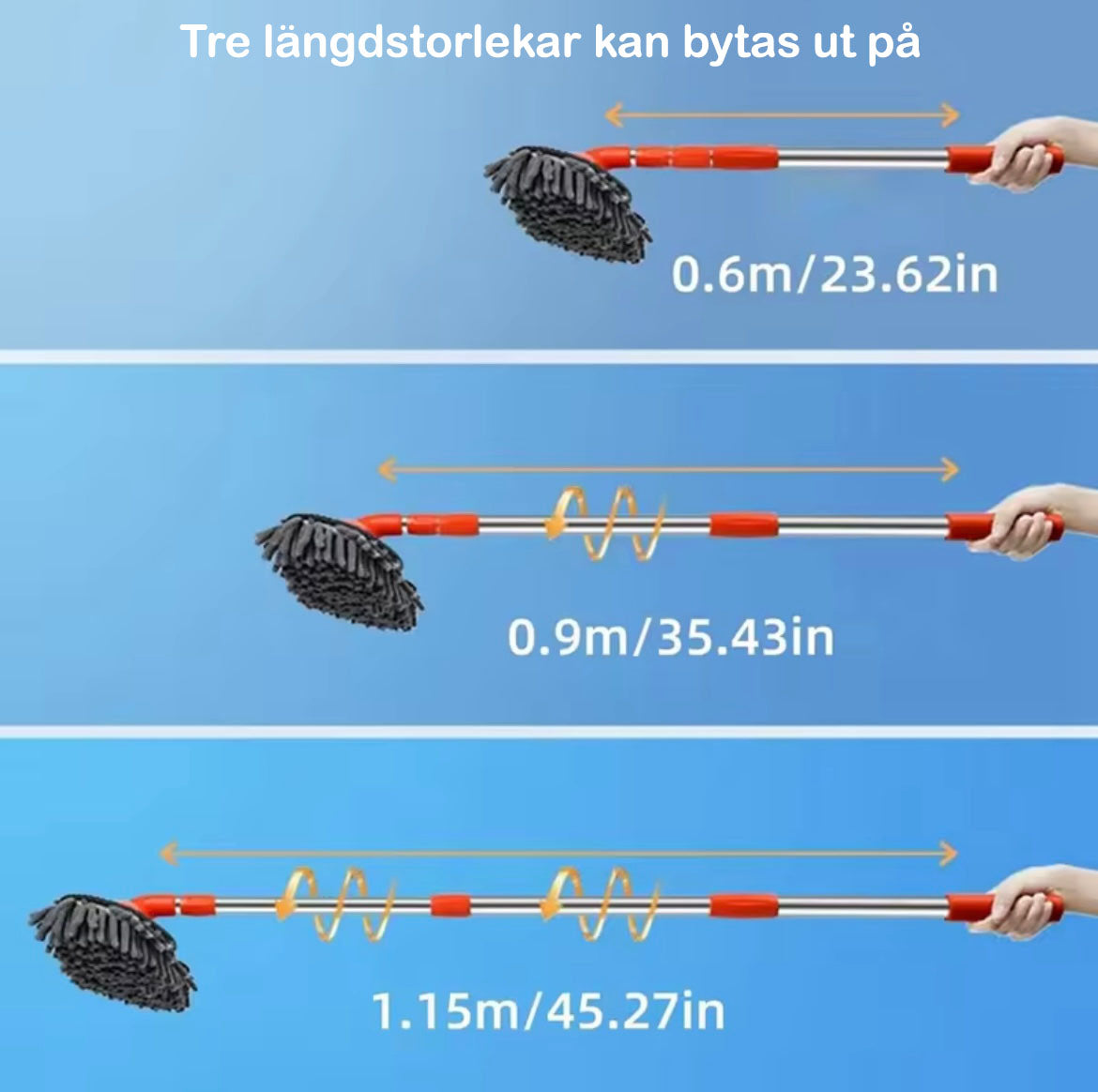 Biltvättborste med teleskopiskt skaft