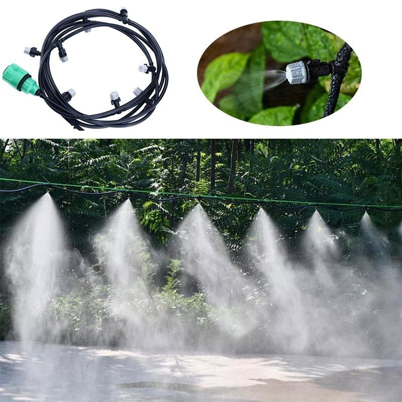 Système de brumisation et goutte-à-goutte pour un arrosage extérieur et serre, kit complet 10m.