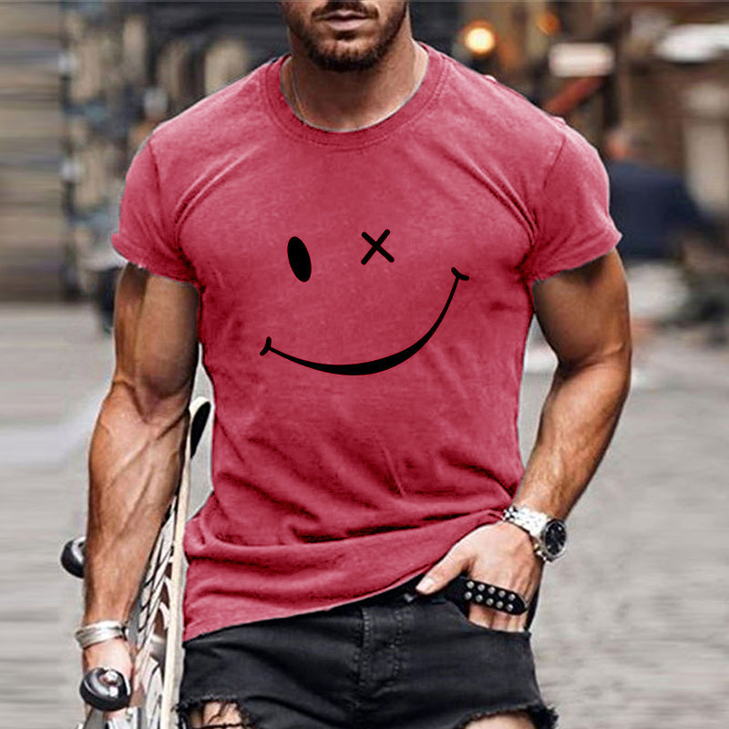 Cadeau homme: T-shirt graphique moderne avec motif smiley. Confortable et stylé pour toutes occasions casual.