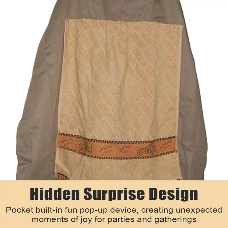 Tablier amusant en polyester marron, parfait pour la cuisine, les barbecues d'été et soirées festives. Unisexe.