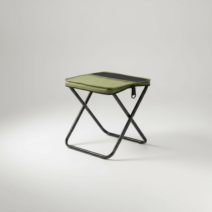 Tabouret de camping trépied pliable et léger, parfait pour randonnée, pêche, pique-nique en extérieur.