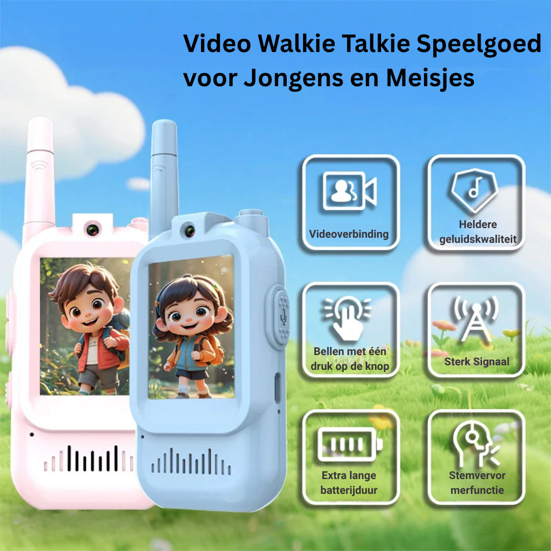 Kit de talkies-walkies vidéo interactifs. Enfants communiquent et jouent, aventure garantie, jouet rechargeable.