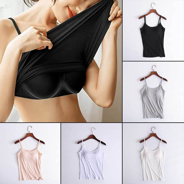 Top confortable Lina, vêtement 2-en-1 respirant, soutien-gorge intégré pour femmes.