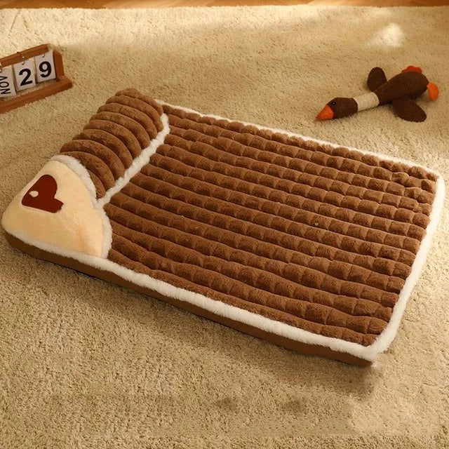 Tapis lit chien de luxe, douillet et chaud, en peluche douce pour petit et moyen chien ou chat.