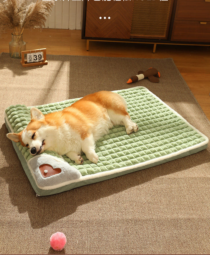 Tapis lit chien de luxe, coussin confortable et chaud en peluche, idéal pour le repos des petits animaux.