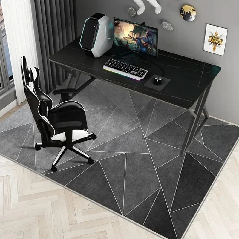 Tapis de chaise de bureau en velours lavable, protégeant les sols durs de l'usure des roulettes.
