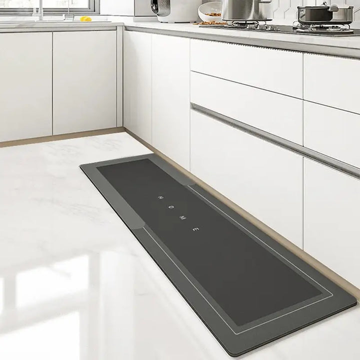 Tapis de cuisine en diatomite, facile d'entretien, imperméable et absorbant, pour hygiène et sécurité du sol.